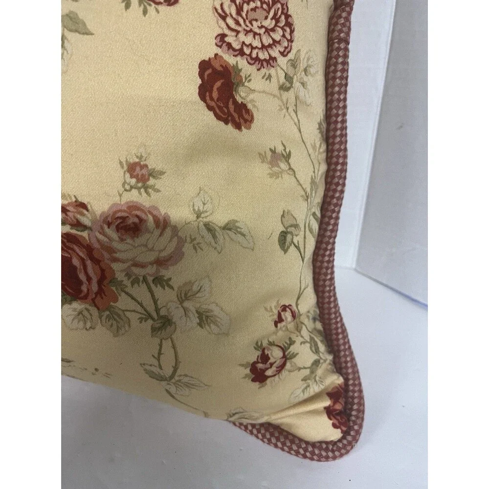 Waverly Sonata Harbor House Pillow 18” Rose Floral Check With Down Pillow Insert
